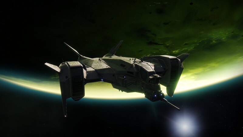 Spacecraft Above Planet — Green