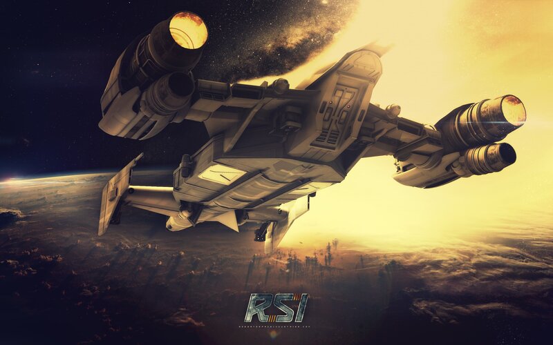 Spacecraft Above Planet — Yellow