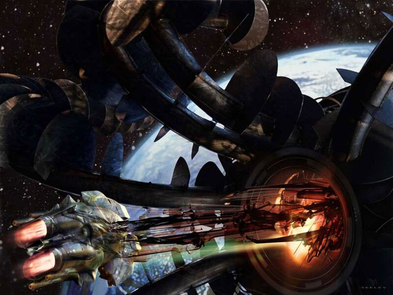 Spacecraft attacking planet