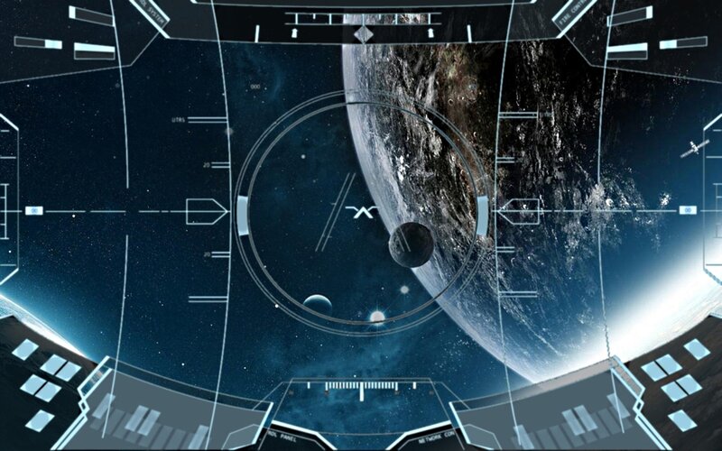 spacecraft cockpit view of planet