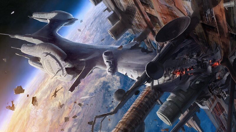 Spacecraft Collision — Blue, Dramatic