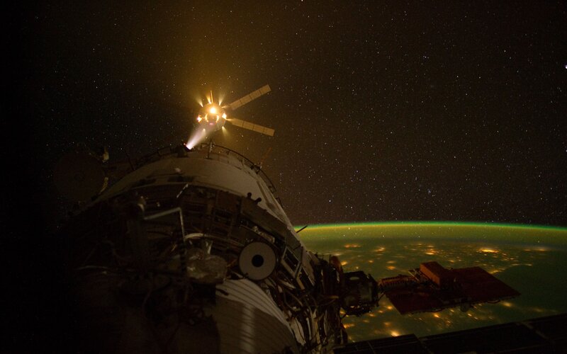 Spacecraft docking at night