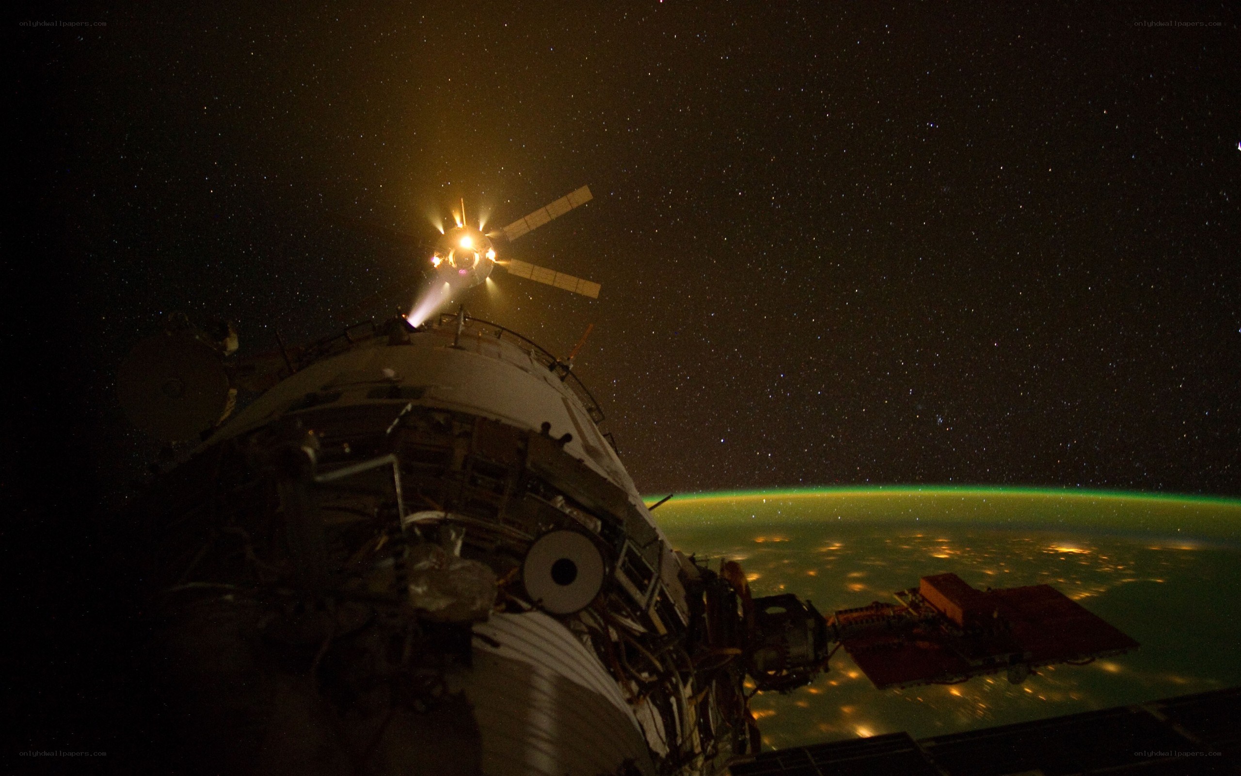 Spacecraft docking at night