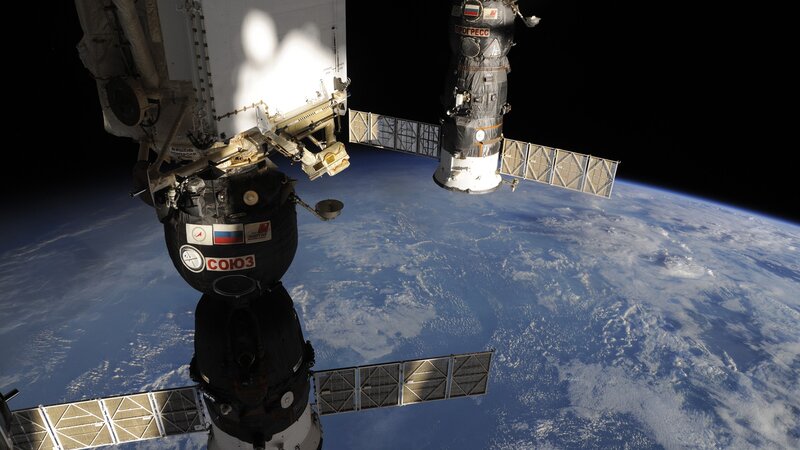 Spacecraft Docking — Blue, Dramatic