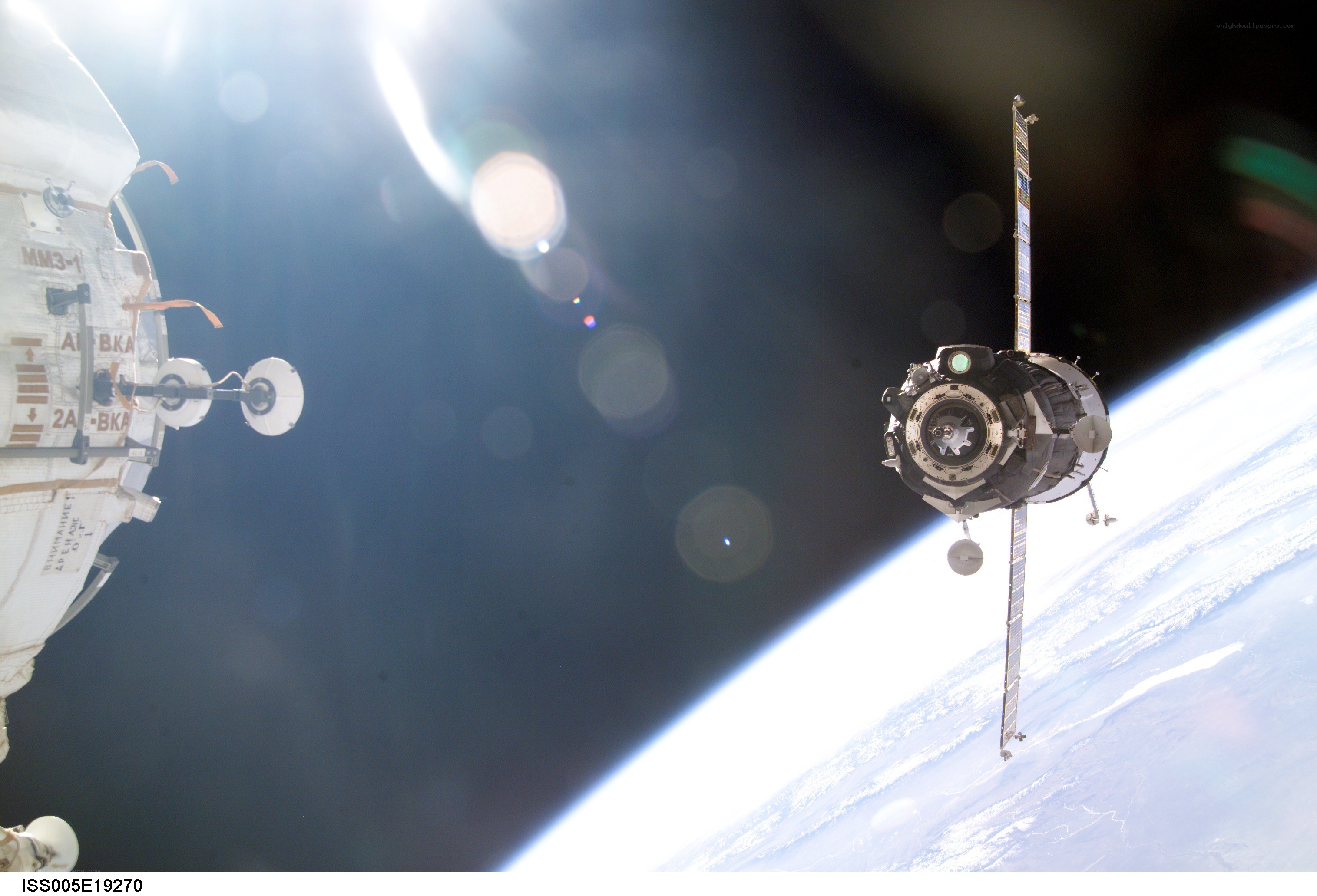 Spacecraft docking over Earth
