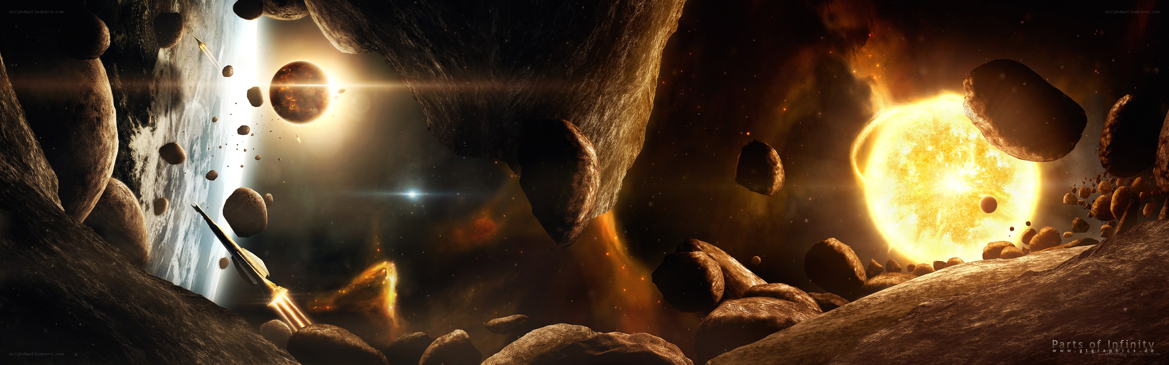 Spacecraft in asteroid field