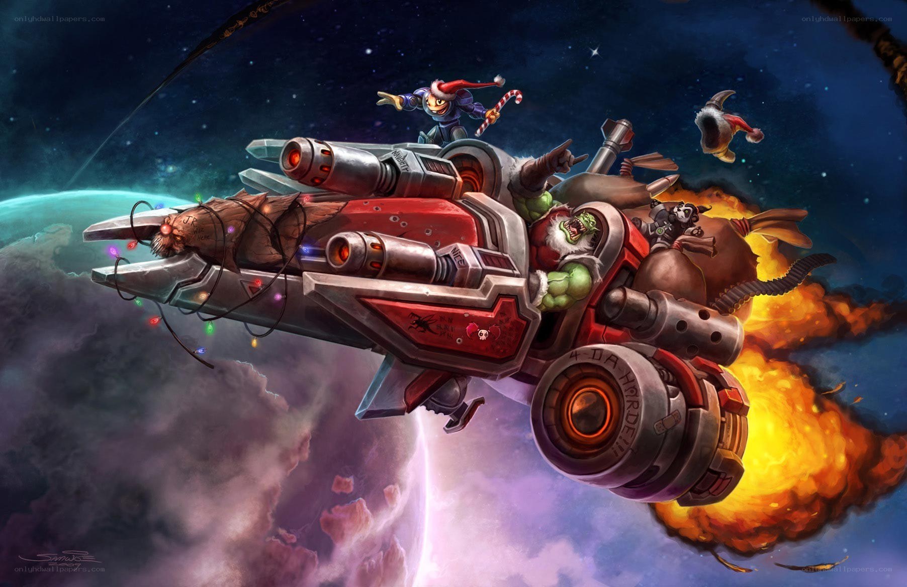 Spacecraft in festive chaos