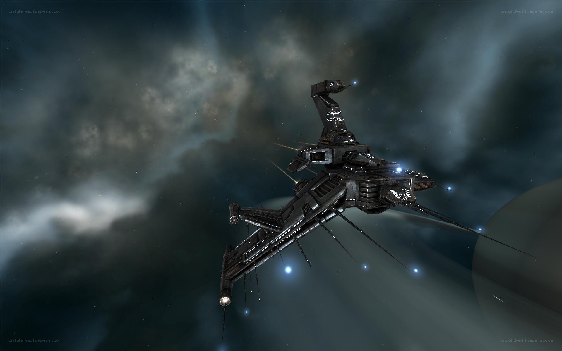 spacecraft in nebula