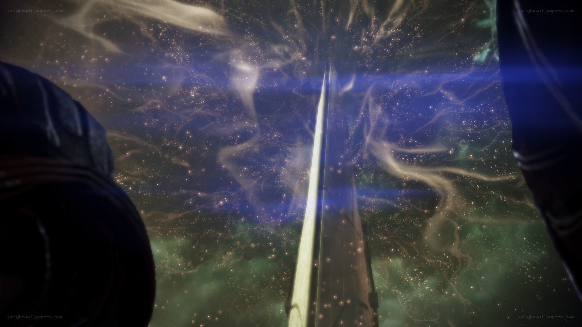 spacecraft in nebula