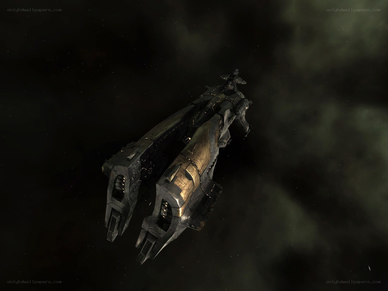 spacecraft in nebula