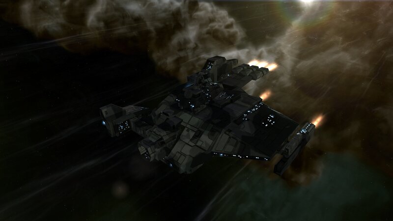 Spacecraft in Nebula — Black, Dramatic