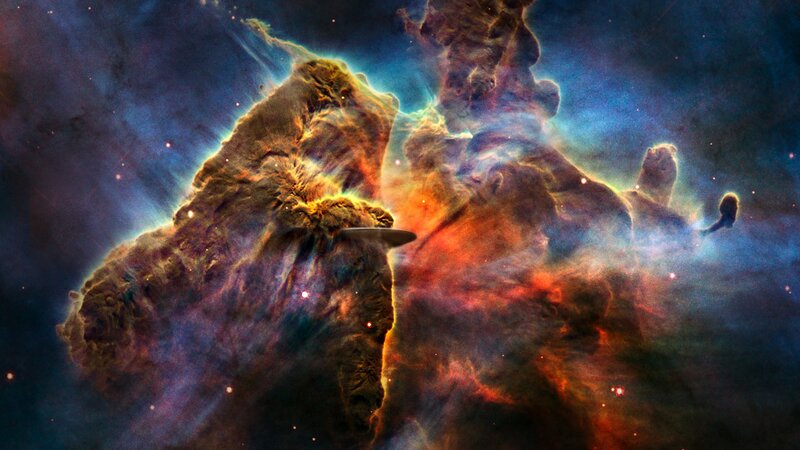 Spacecraft in Nebula — Blue