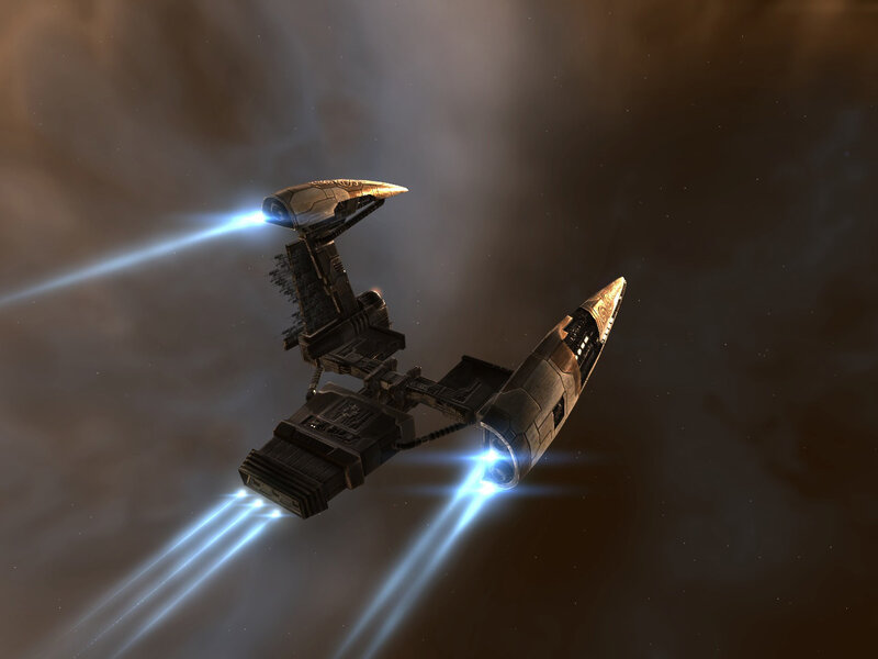 Spacecraft in Nebula — Brown, Dramatic