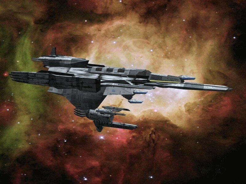 Spacecraft in Nebula — Red