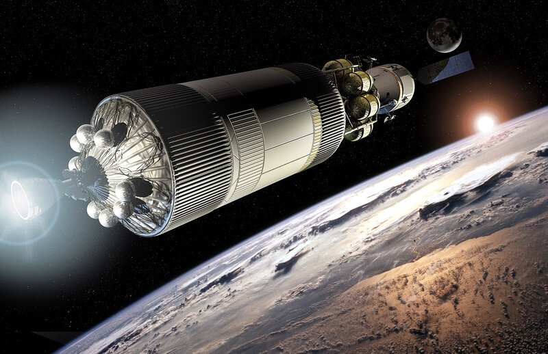 Spacecraft in Orbit — Black, Dramatic, Digital Art