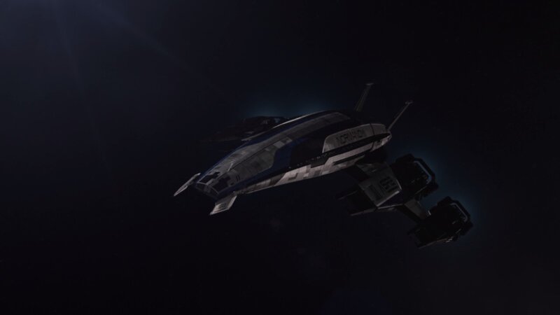 Spacecraft in Orbit — Black, Dramatic, Night, 3d Render
