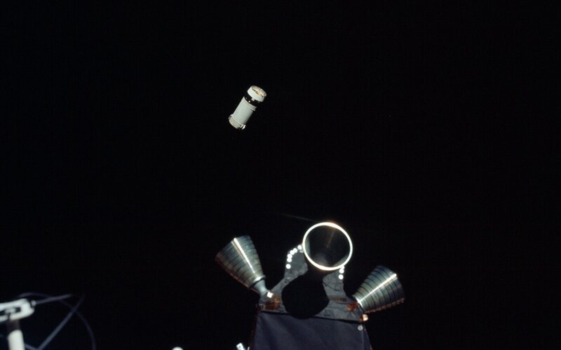 Spacecraft in Orbit — Black, Dramatic, Night, Photograph, Rocket Engine