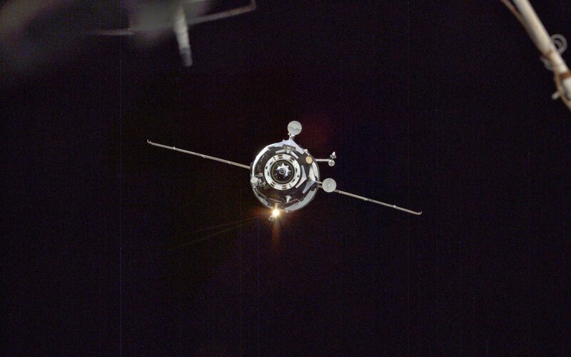 Spacecraft in Orbit — Black, Dramatic, Night, Photograph, Space Station