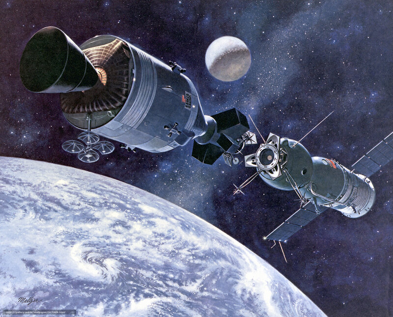 Spacecraft in Orbit — Blue, Dramatic, Illustration, Earth
