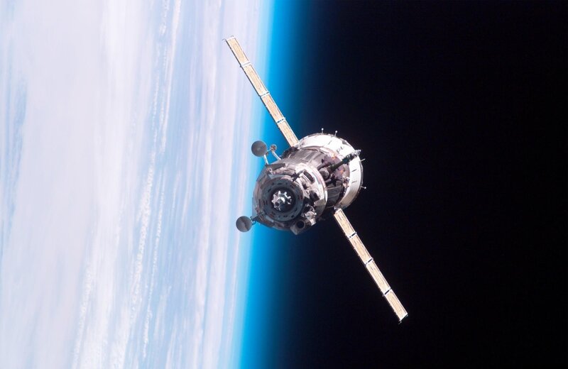 Spacecraft in Orbit — Blue, Dramatic, Photograph, Earth, Clouds, Space, White