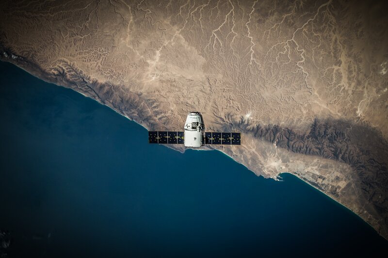 Spacecraft in Orbit — Blue, Serene, Photograph, Satellite