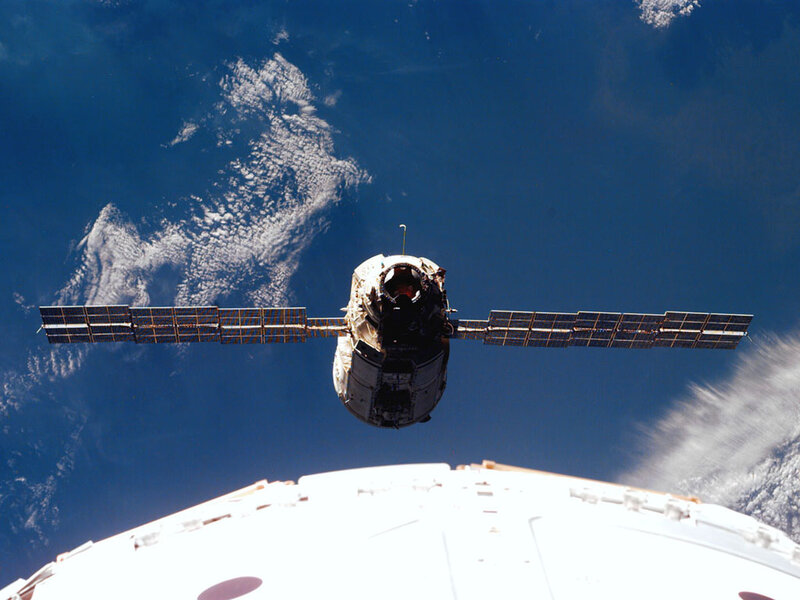 Spacecraft in Orbit — Blue, Serene