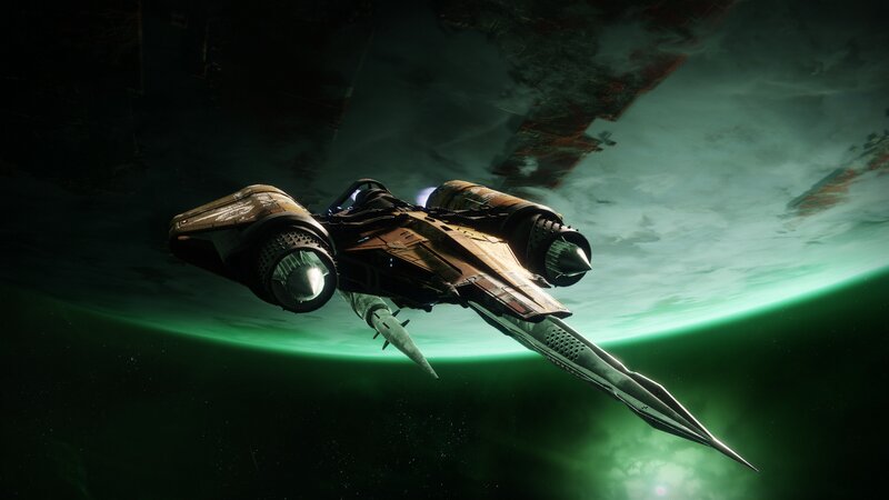 Spacecraft in Orbit — Green, Dramatic