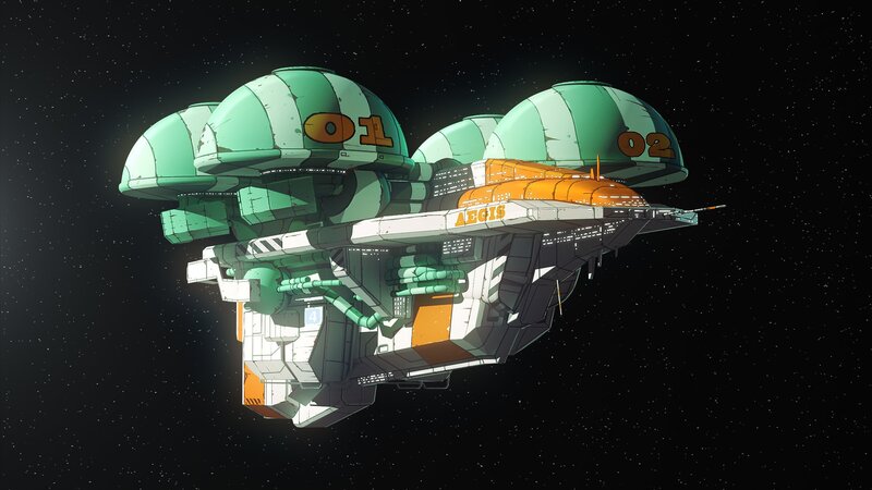 Spacecraft in Orbit — Green, Serene