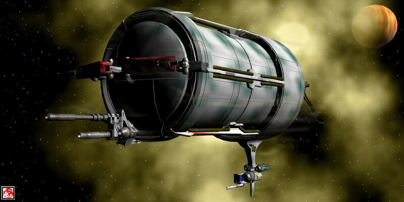 Spacecraft in Orbit — Green