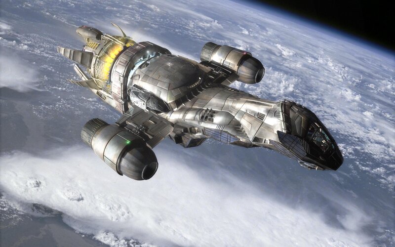 Spacecraft in Orbit — Silver, Dramatic, 3d Render, Planet