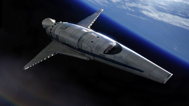 Spacecraft in Orbit — Silver, Dramatic, 3d Render