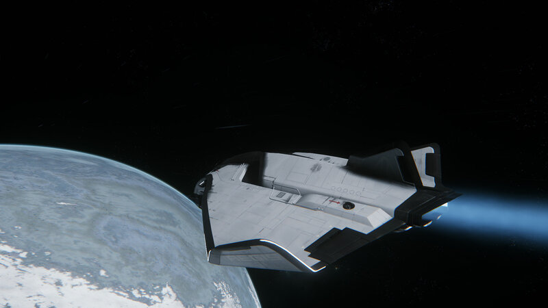 Spacecraft in Orbit — White, Dramatic