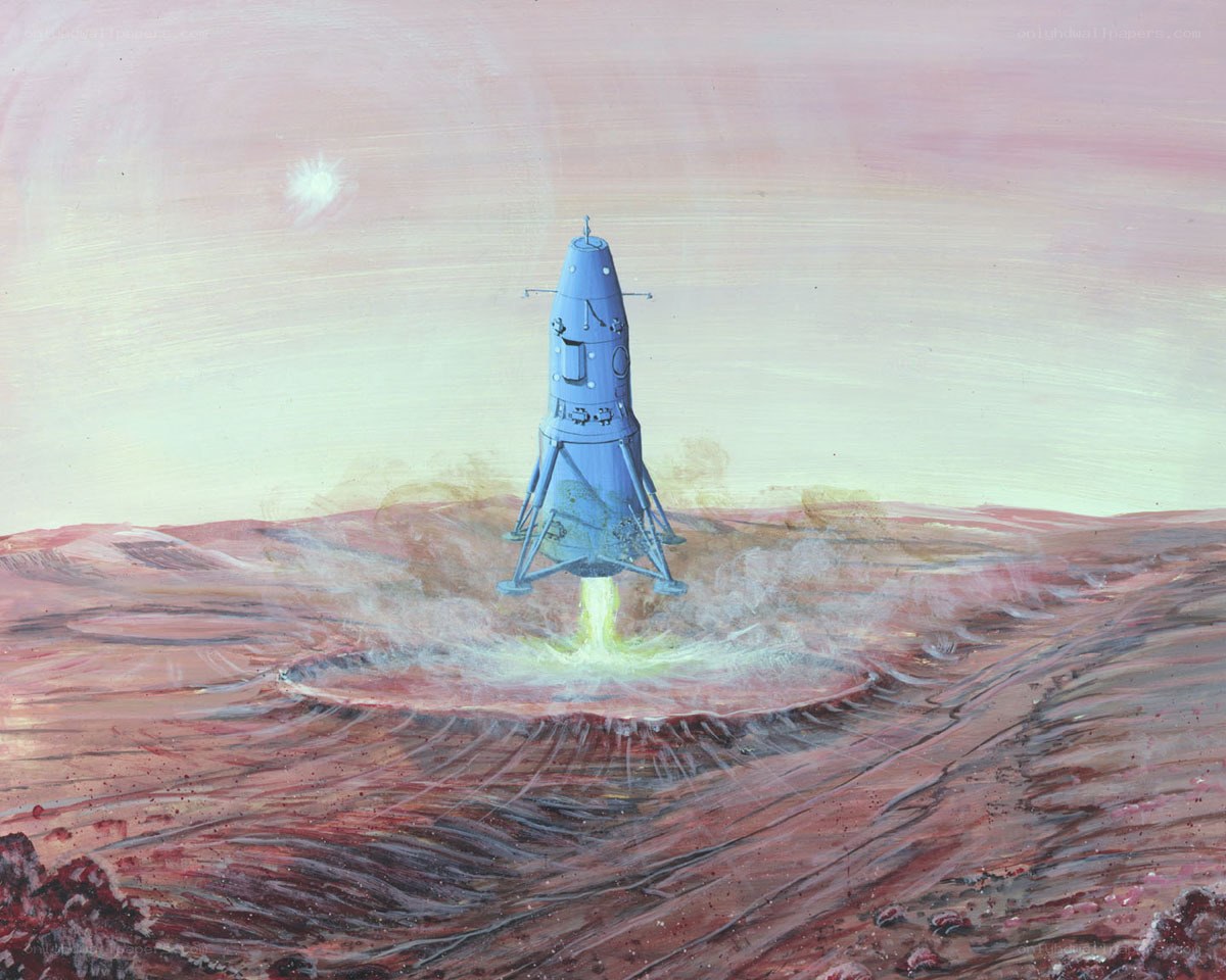 spacecraft landing on alien planet
