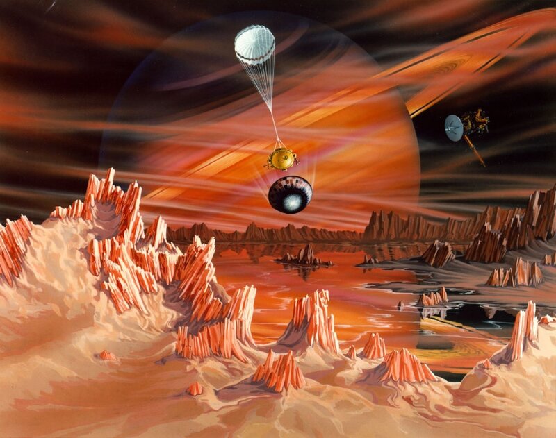 Spacecraft Landing on Alien Planet — Orange