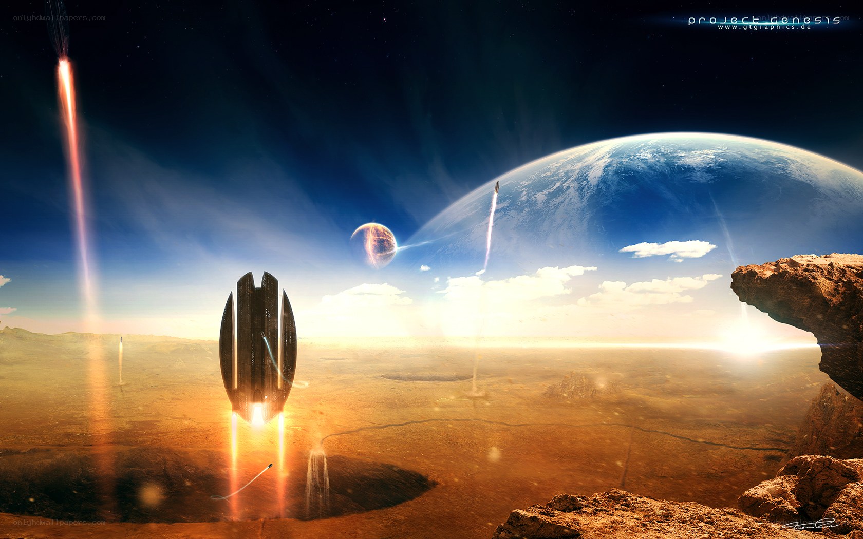 Spacecraft launch on alien planet