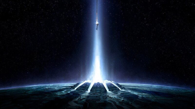 Spacecraft Launching from Planet — Black