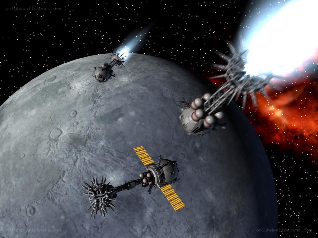 spacecraft near a moon
