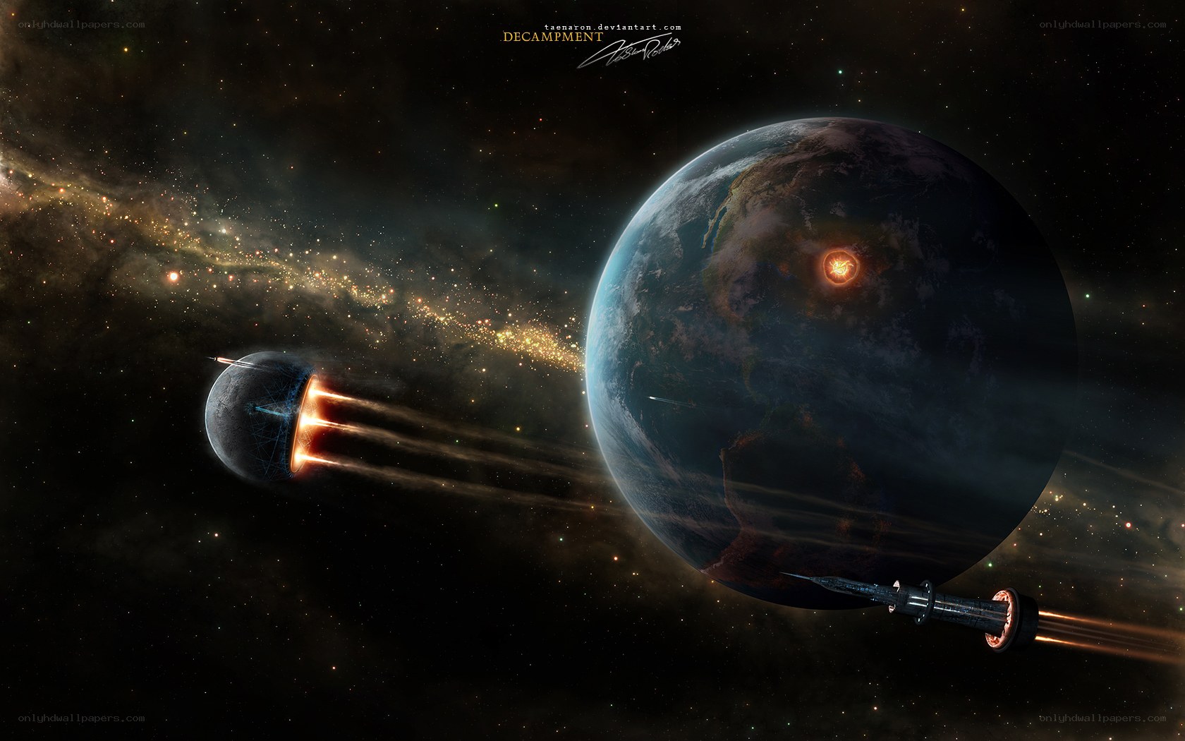 Spacecraft near a planet