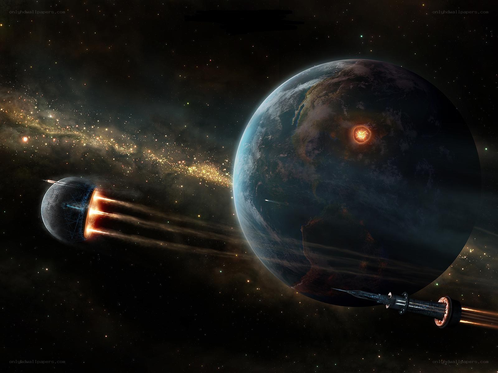 Spacecraft near a planet