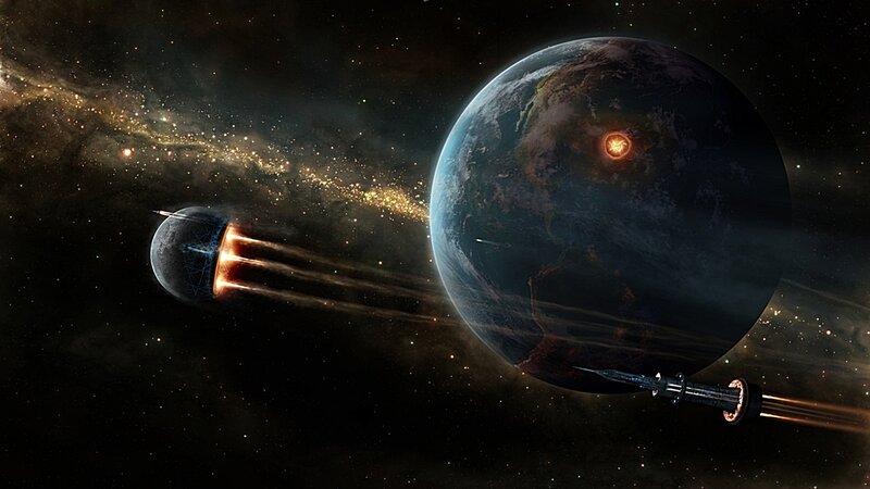 Spacecraft near a planet
