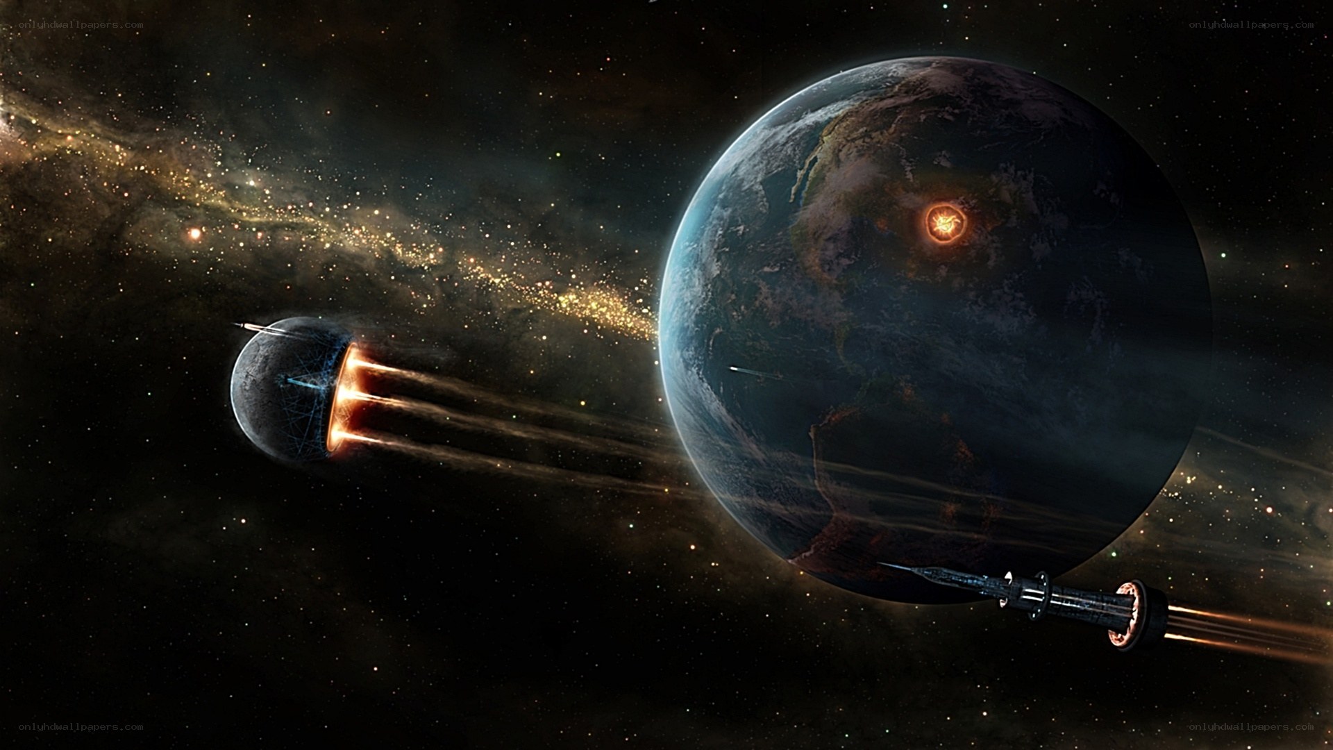 Spacecraft near a planet