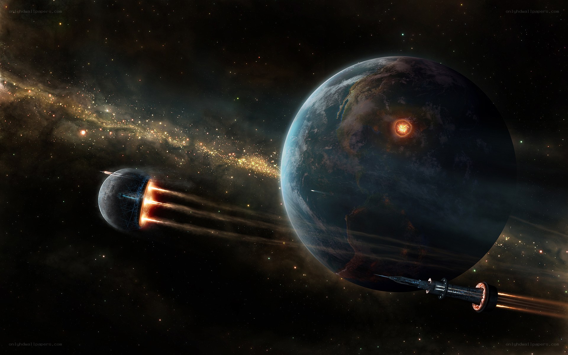 Spacecraft near a planet