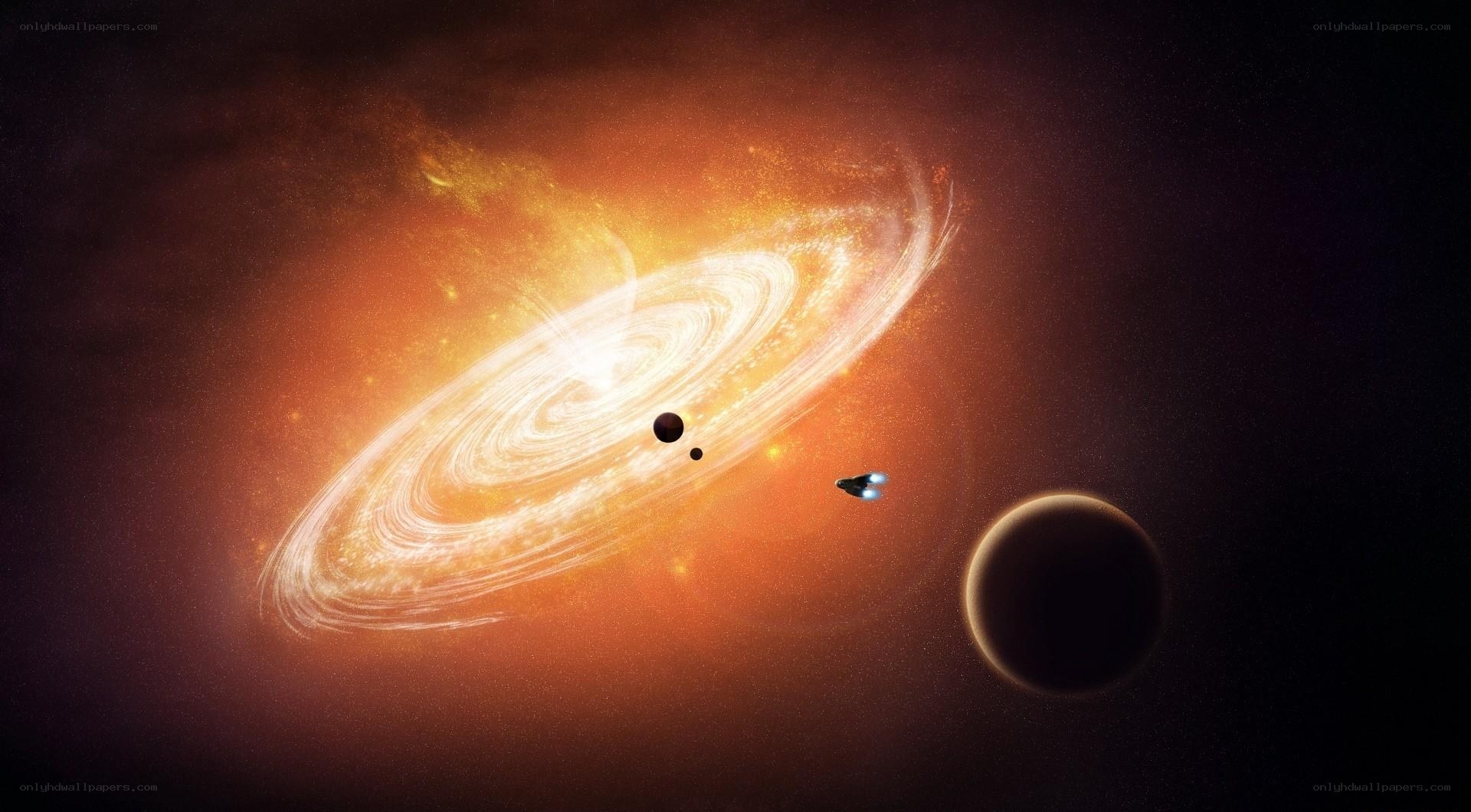 spacecraft near a star system