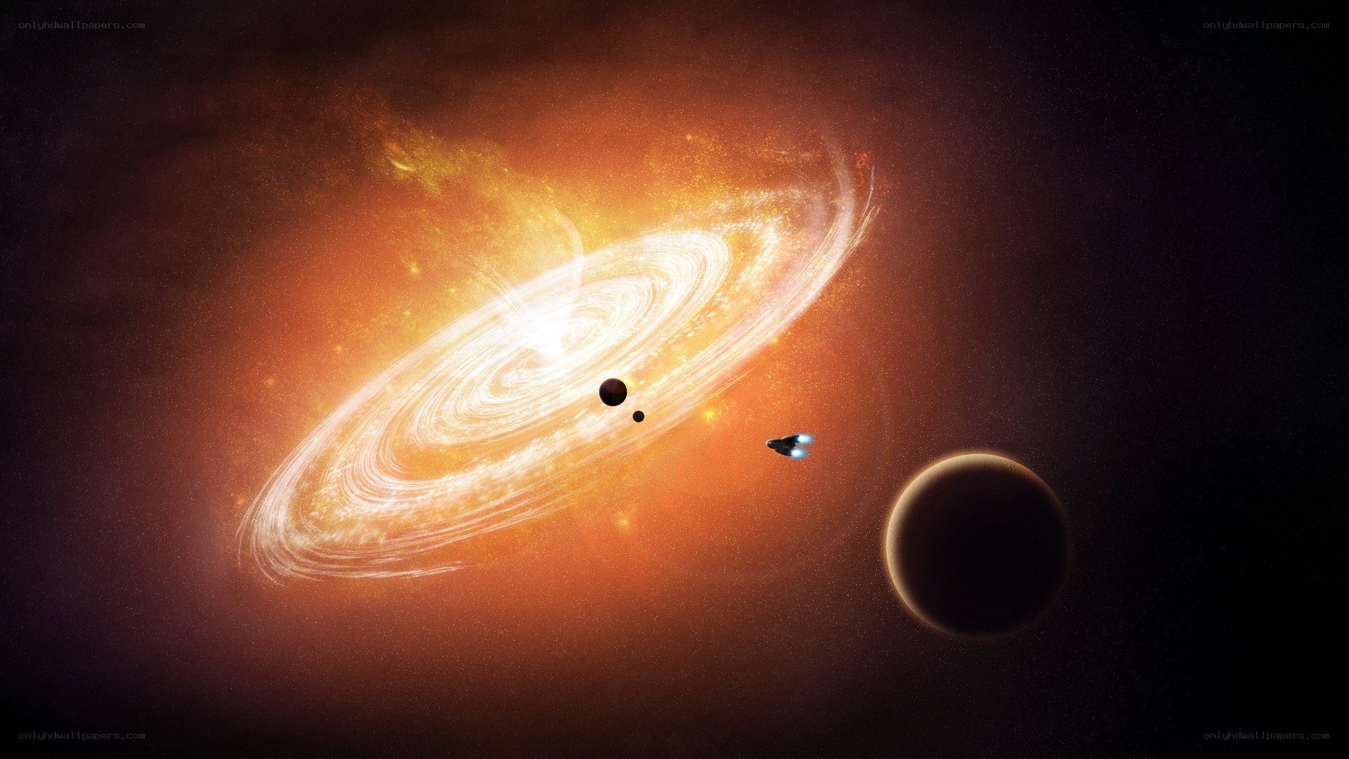 spacecraft near a star system