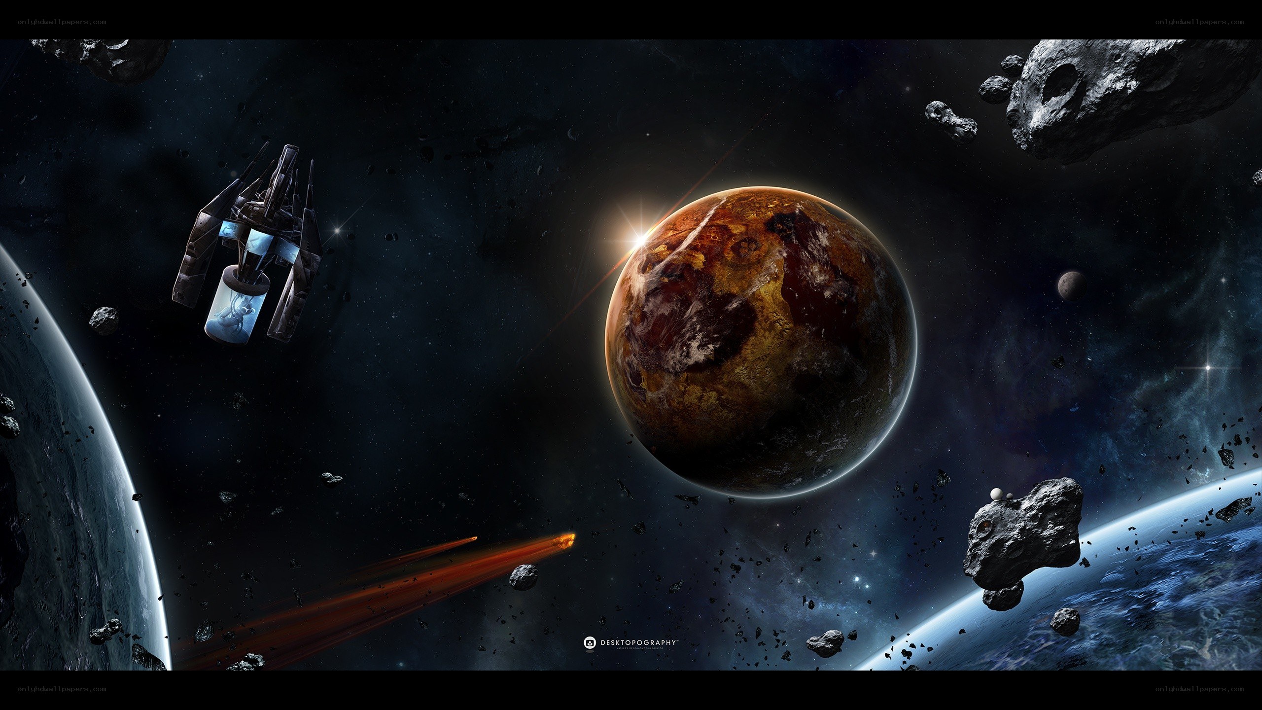 Spacecraft near alien planet