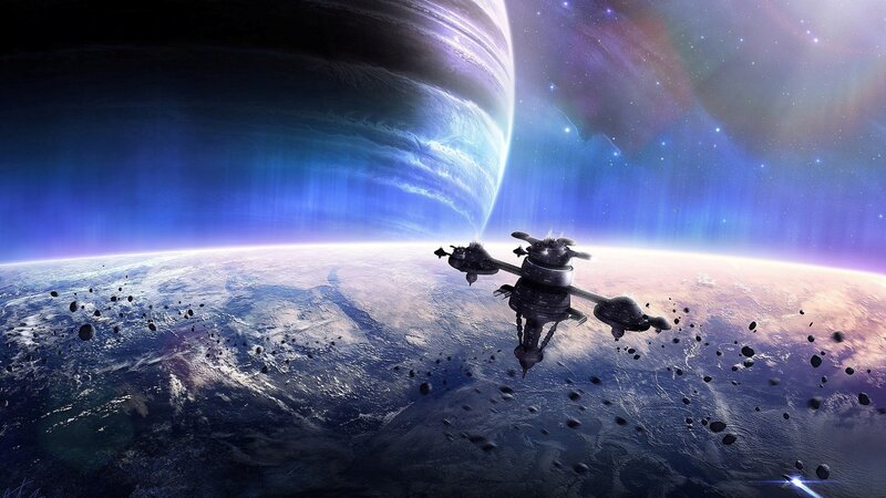 spacecraft near alien planet