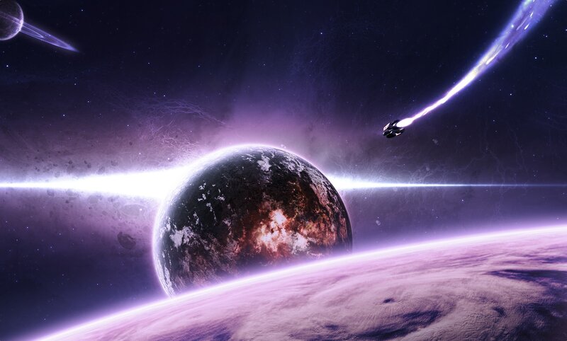 Spacecraft near alien planet