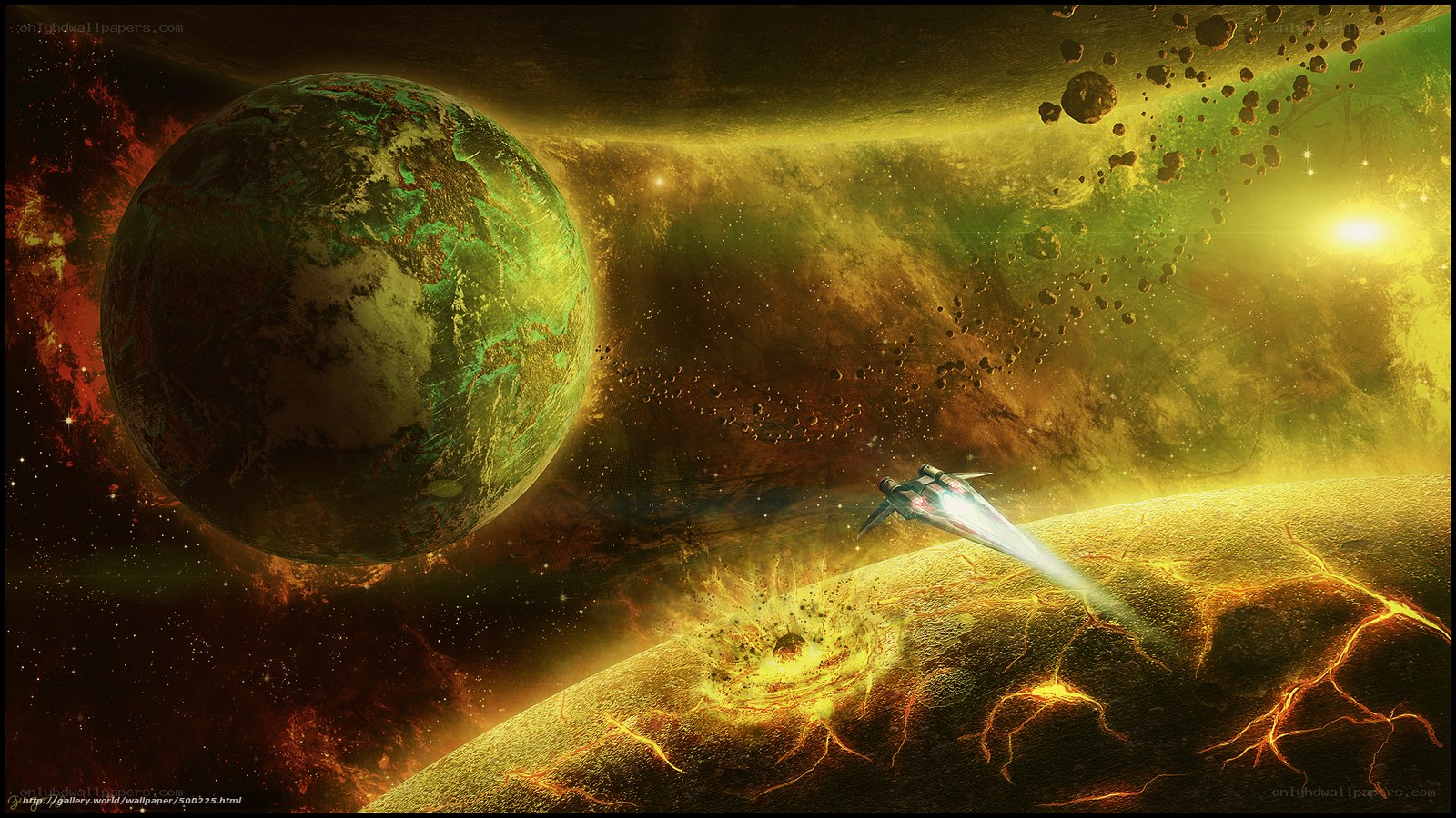 Spacecraft near alien planet