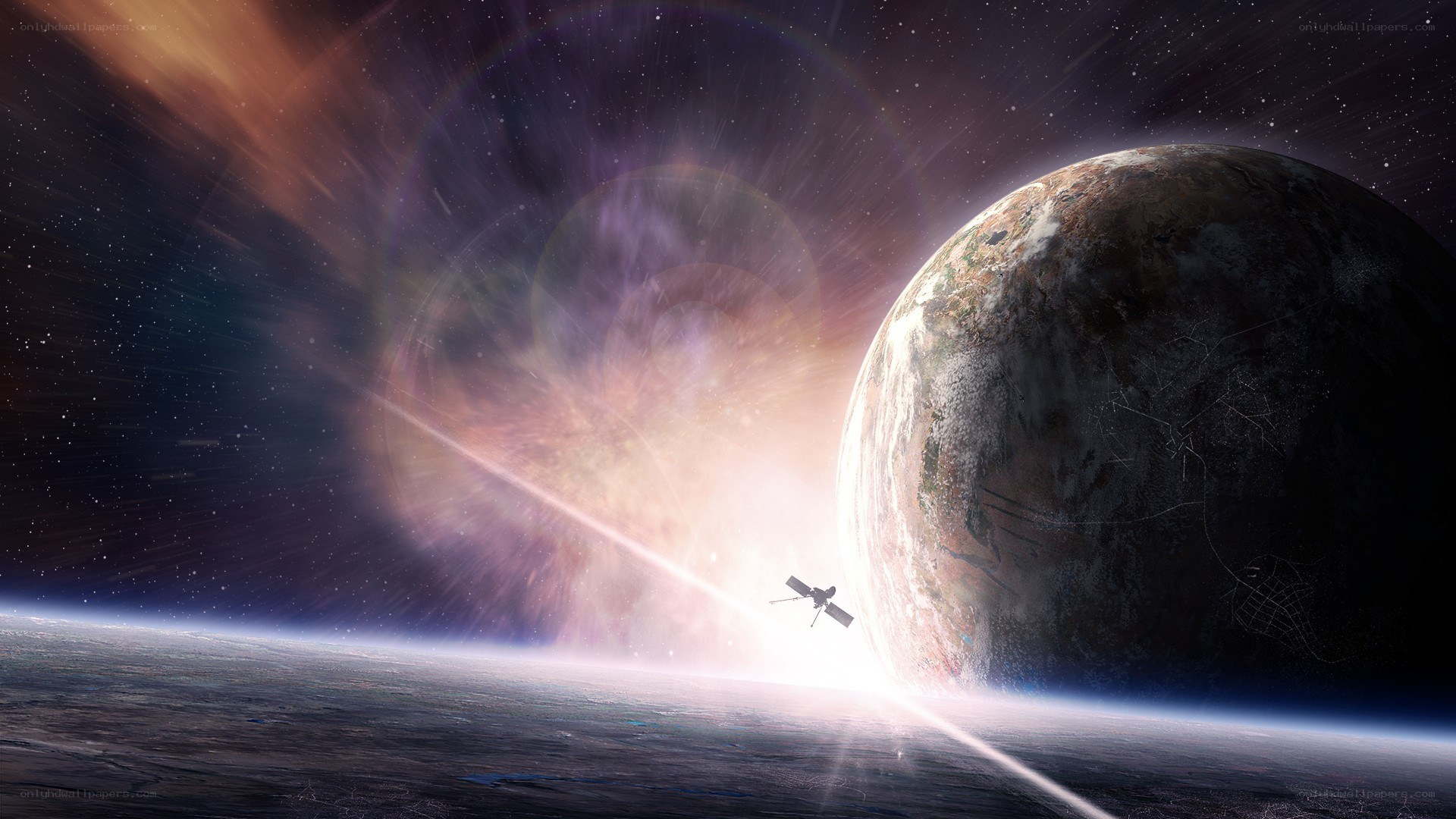 spacecraft near alien planet