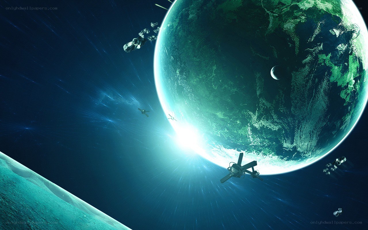 Spacecraft near alien planet